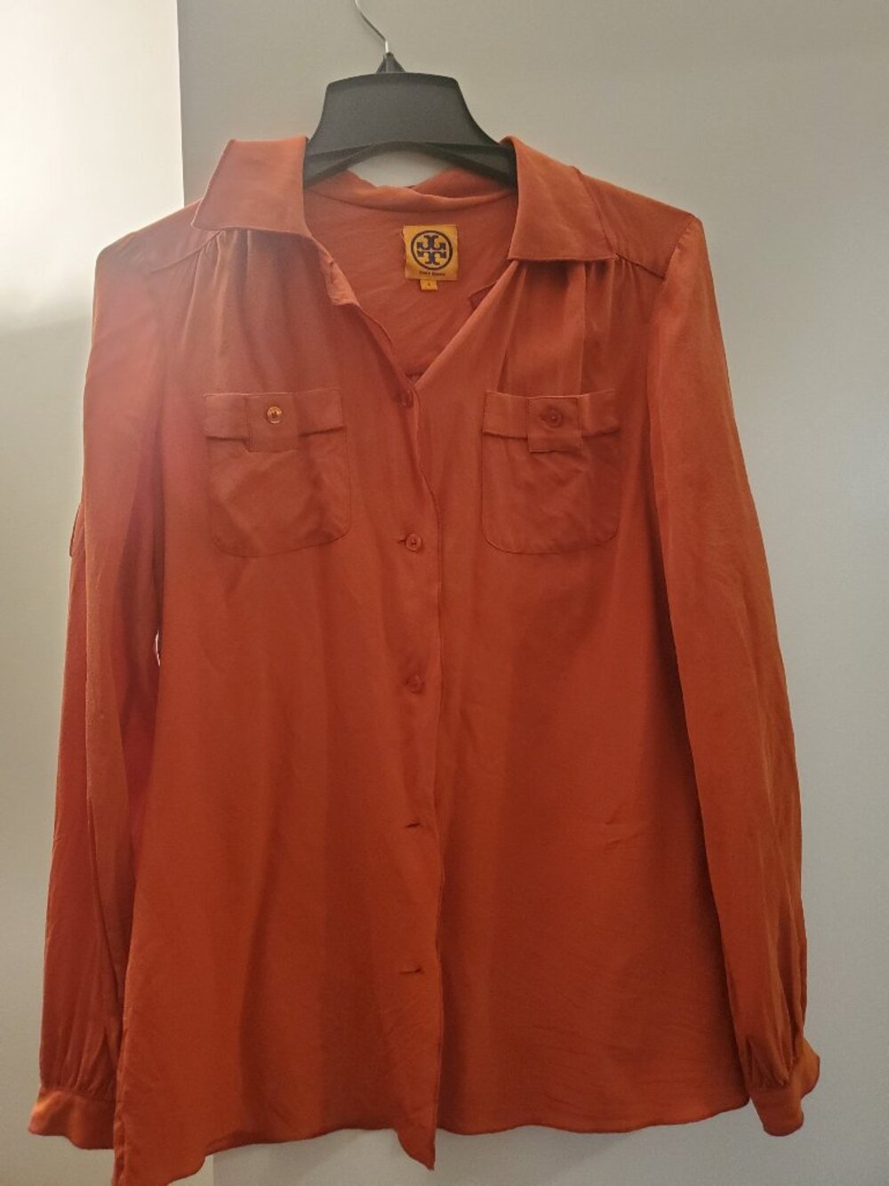 toryburch silk shirt size S orange